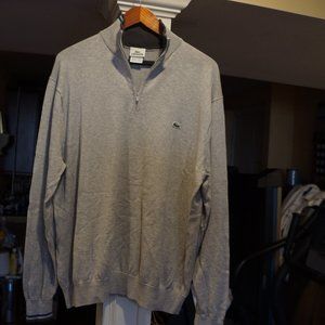 Lacoste Grey 1/4 Zip Cotton Sweater Size 6 Large